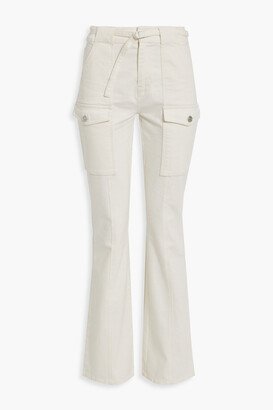 Belted high-rise bootcut jeans