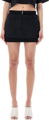 Off White Zip-Detailed Mini Skirt