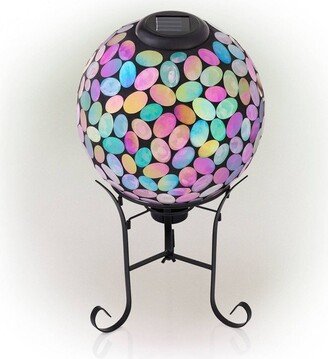 11 Solar Mosaic Iron/Glass Gazing Globe with Stand Pink - Alpine Corporation