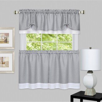 Darcy Window Curtain Tier and Valance Set, 58x36 - Grey/white