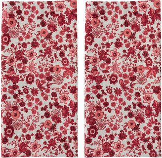 Field of Flowers Kitchen Towels, Set of 2 - Ruby