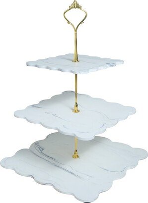 Tiramisu Marble Three-Tier Resin Dessert Stand