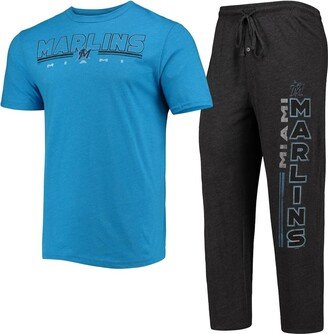 Men's Concepts Sport Black, Blue Miami Marlins Meter T-shirt and Pants Sleep Set - Black, Blue