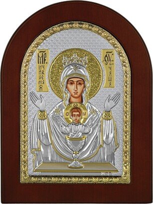 Blessed Virgin Mary - Holy Grail- Theotokos Greek Orthodox Catholic Christian Byzantine-Silver Icon