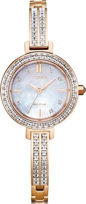 Women's Eco-Drive Dress Classic Crystal Bangle Watch in Rose-tone Stainless Steel