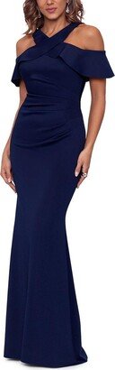 Womens Halter Off-The Shoulder Evening Dress