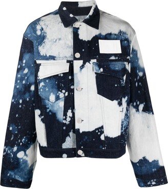 Logo-Print Bleached Denim Jacket