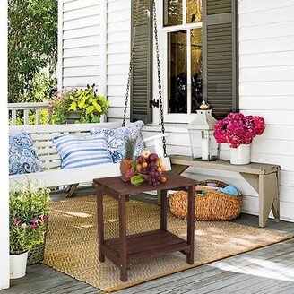 Outdoor Patio Rectangle Shaped Wooden Side Table Brown