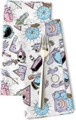 Witchy Magic Dinner Napkins | Set Of 2 - Occult Happenings By Criticalfabric Pastels Lavender Witch Tarot Cloth Spoonflower