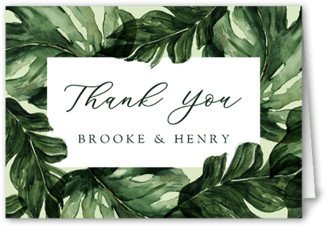 Thank You Cards: Frond Frame Thank You Card, Green, 3X5, Matte, Folded Smooth Cardstock