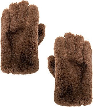 Carmen Faux Fur Gloves in Brown