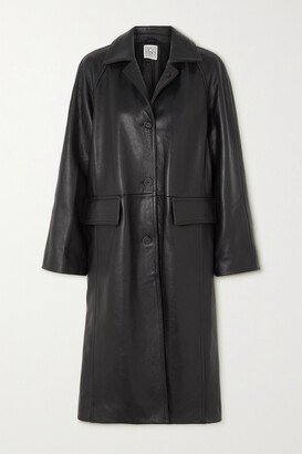 Paneled Leather Coat - Black