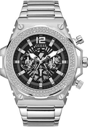 Men's Multi-Function Silver-Tone Stainless Steel Watch 48mm