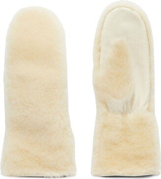 Leather-Trim Shearling Gloves