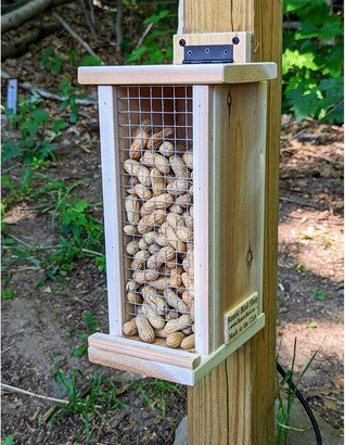 Wooden Squirrel Chipmunk Feeder - Great For Peanuts Fun Family Gift Handmade in The Usa