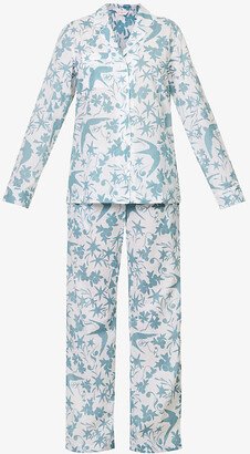 Womens Blue Nelson Graphic-print Cotton-poplin Pyjama set