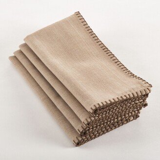 Saro Lifestyle Whipstitch Cotton Napkin (Set of 4), Natural, 20 x 20