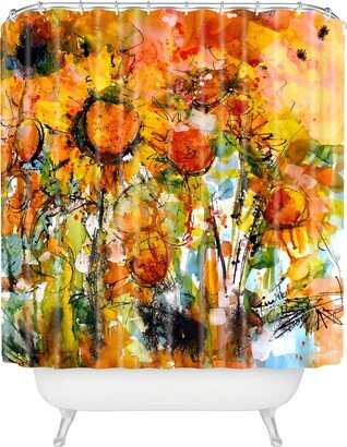 Ginette Fine Art Abstract Sunflowers Shower Curtain