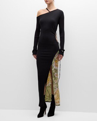 1/OFF One-Of-A-Kind Jersey Scarf Long-Sleeve Dress