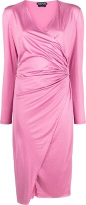 Ruched Wrap Midi Dress