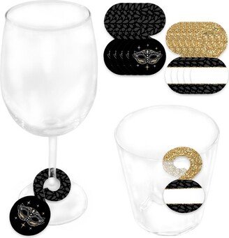 Big Dot of Happiness Masquerade - Mask Party Paper Beverage Markers for Glasses - Drink Tags - Set of 24