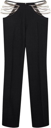 Chain-detailed wool trousers