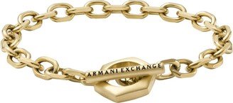 A|X ARMANI EXCHANGE Armani Exchange Men's Gold-Tone Stainless Steel Chain Bracelet (Model: AXG0104710)