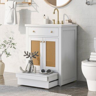 Bathroom vanity with Single Sink，Solid Wood Frame