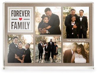 Acrylic Photo Blocks: Textured Forever Family Acrylic Block, 5X7, Beige