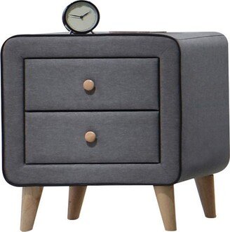 Modern Designs Padded Fabric 2-Drawer Nightstand - Gray