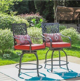 2pc Outdoor Extra Wide Swivel Bar Stools - Captiva Designs