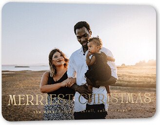 Holiday Cards: Large Foil Greeting Holiday Card, White, Gold Foil, 5X7, Christmas, Matte, Personalized Foil Cardstock, Rounded