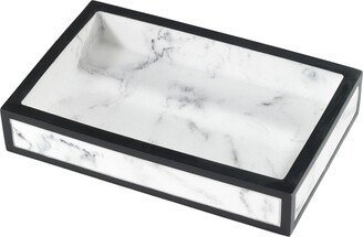 Jasper Framed Marble-look Resin Soap Dish - White, Black