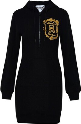 Logo Embroidered Drawstring Hoodie Dress