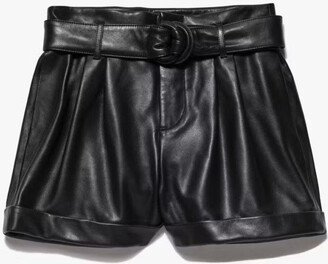 Paperbag Leather Shorts