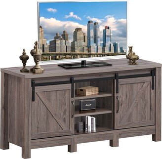 TV Stand Sliding Barn Door Entertainment Center for TV's up to - Deep Taupe