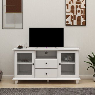 TiramisuBest White 2 glass Doors TV cabinet,TV Stand