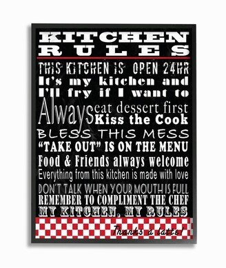 Home Decor Collection Kitchen Rules Black Typography Framed Giclee Art, 11 x 14