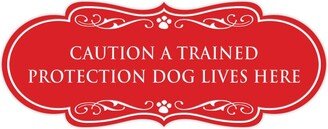 Designer Caution A Trained Protection Dog Lives Here Wall Or Door Sign