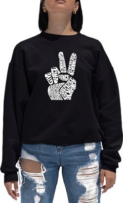 Women's Word Art Crewneck Peace Fingers Sweatshirt