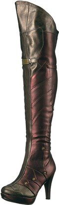 Women's Wonder Superhero Boots - Sexy Thigh High Heels Red Gold