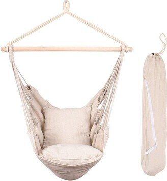 tradecheetllc Hanging Rope Hammock Chair Swing Seat with Cushions