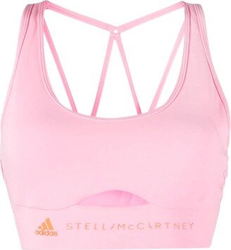 Logo-Print Cut-Out Sports Bra-AB