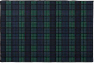 Door Mats: Dark Green Plaid Door Mat, Green