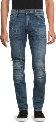 High Rise 3D Zip Knee Skinny Jeans-AA