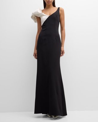 GIGII'S Opera Sleeveless Two-Tone Ruffle Gown