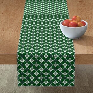 Table Runners: Christmas Tree Checkers - Green Table Runner, 72X16, Green