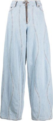 Panelled Wide-Leg Jeans-AA