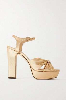 Heloise 120 Knotted Metallic Leather Platform Sandals - Gold