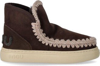 Eskimo Whipstitch-Trim Round-Toe Ankle Boots-AB